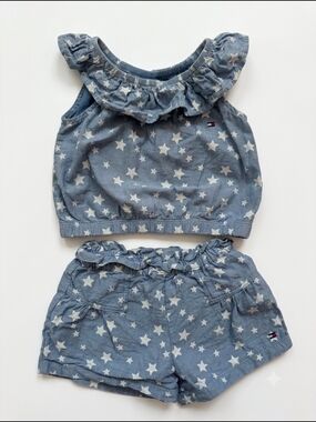 Tommy Hilfiger Kids Blue Star Ruffle Tank & Shorts Set 12 Months